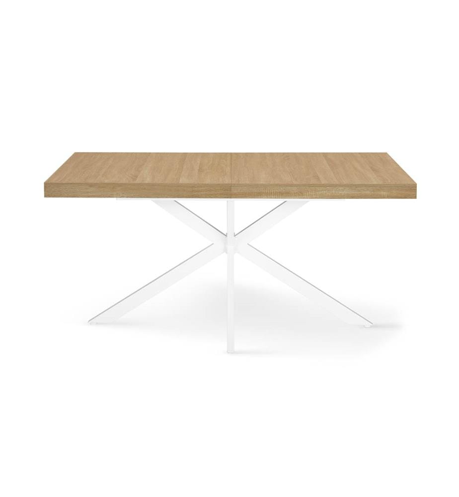 Memphis extendable dining table 160-200cm wood top with integrated storage and cross legs - White