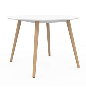 Stacy Dining Table 110 x 110 x 75 cm - Light Brown & White