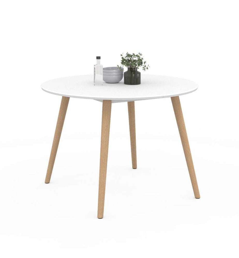 Stacy Dining Table 110 x 110 x 75 cm - Light Brown & White