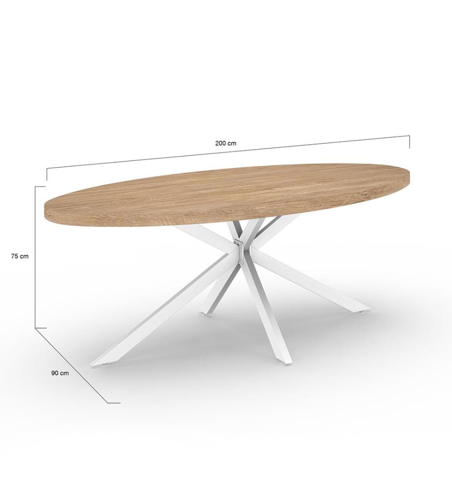 Céleste Dining Table 200 cm - Wood and White