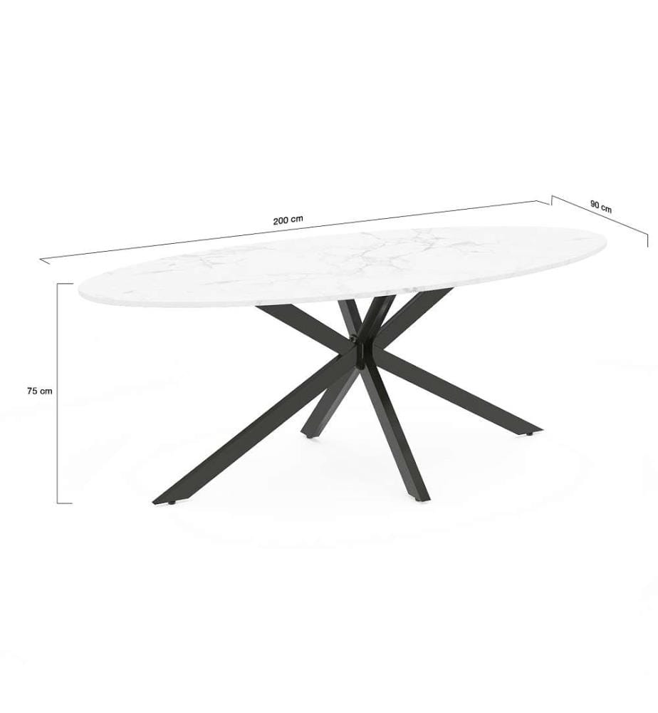 Céleste Dining Table 200 x 90 x 75 cm - White & Black