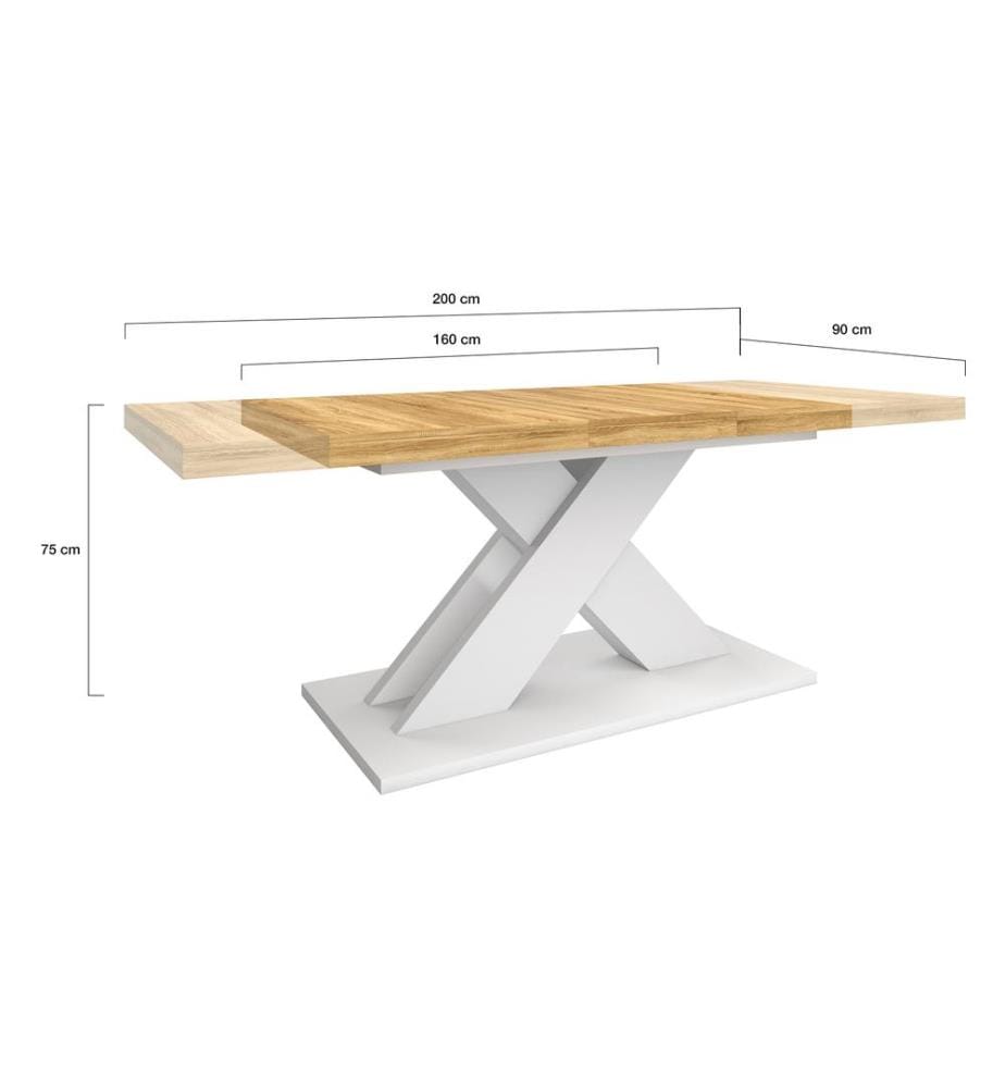 Alexia Extensible Table 160-200 cm - Wood and White