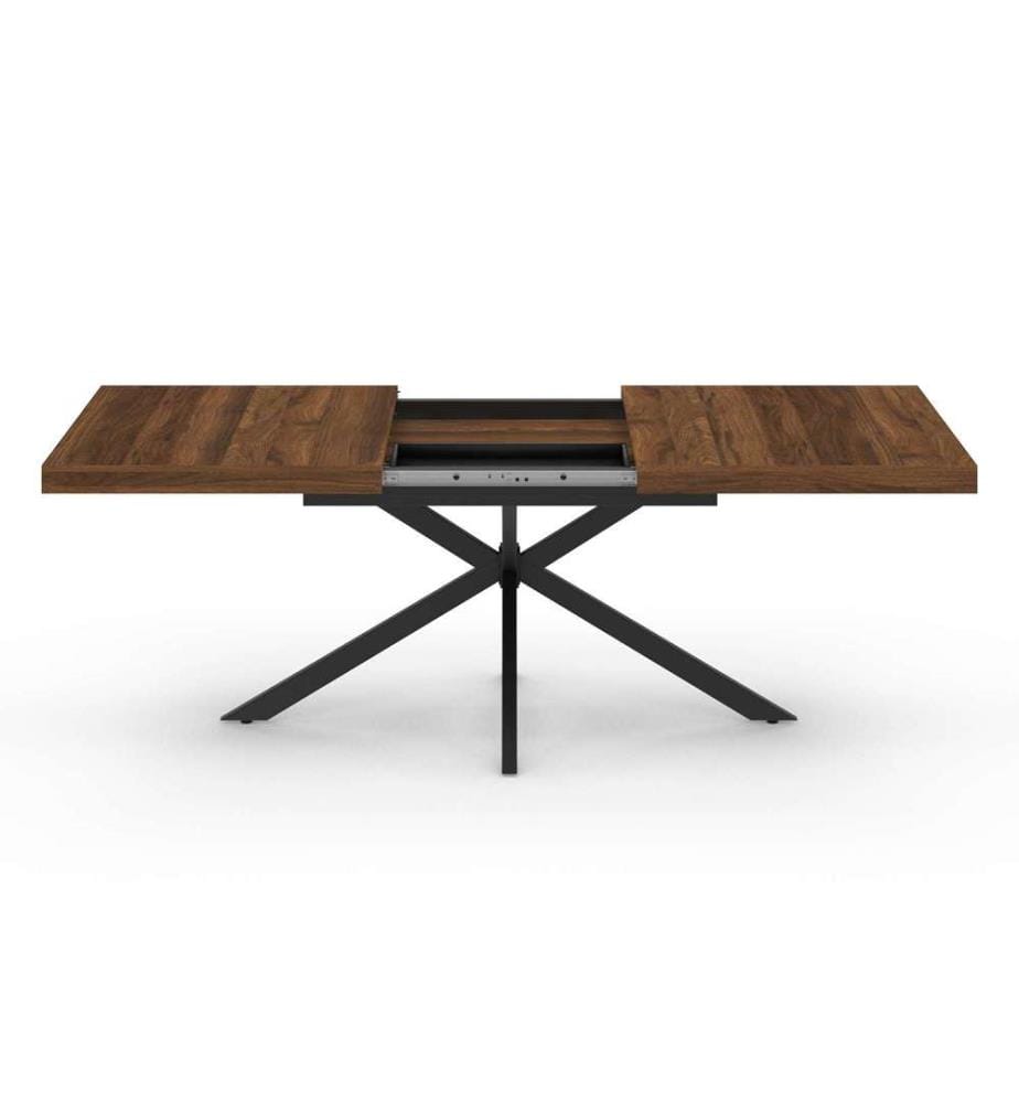 Spider 160-200 cm extendable dining table - Brown and Black