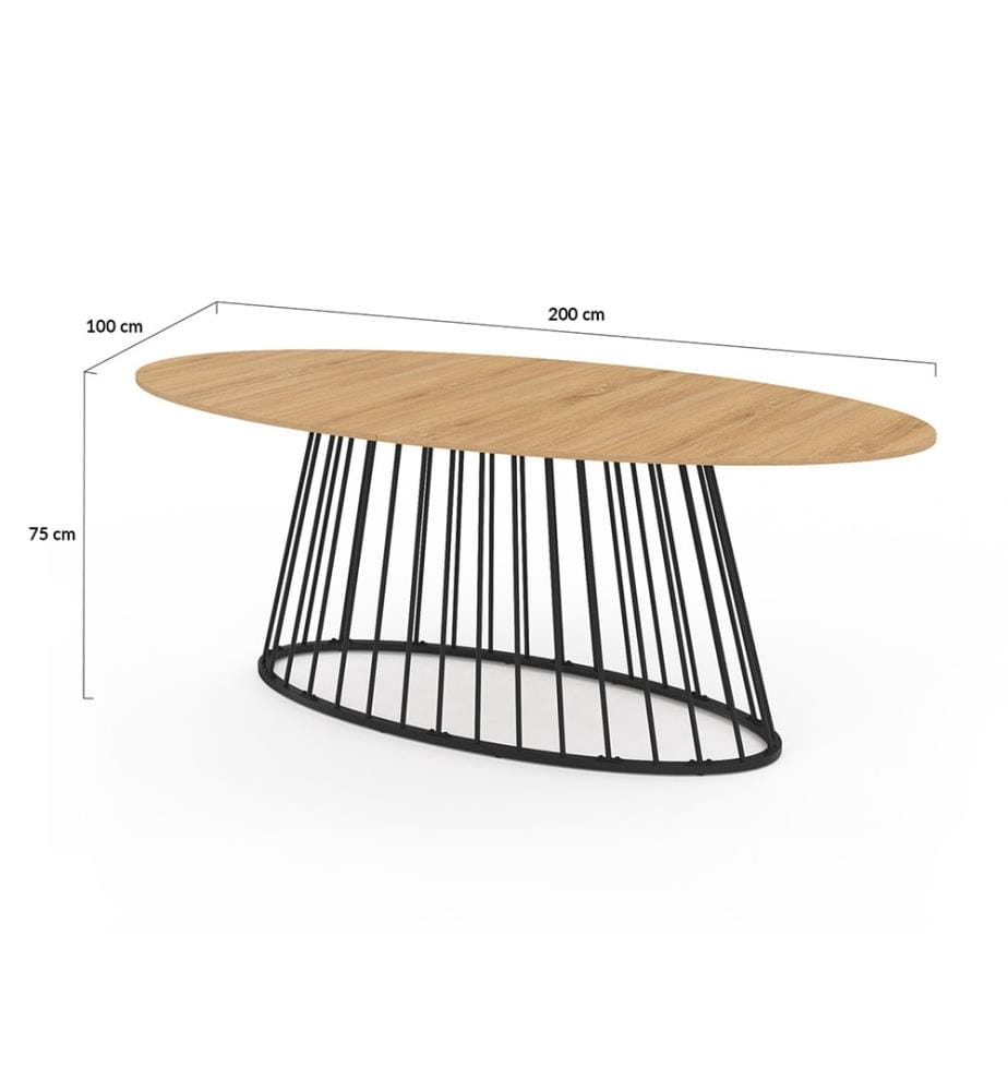 Adelle Dining Table 200 cm - Wood and Black