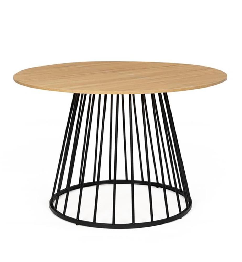 Adelle Round Wooden Dining Table 110cm - Brown and Black