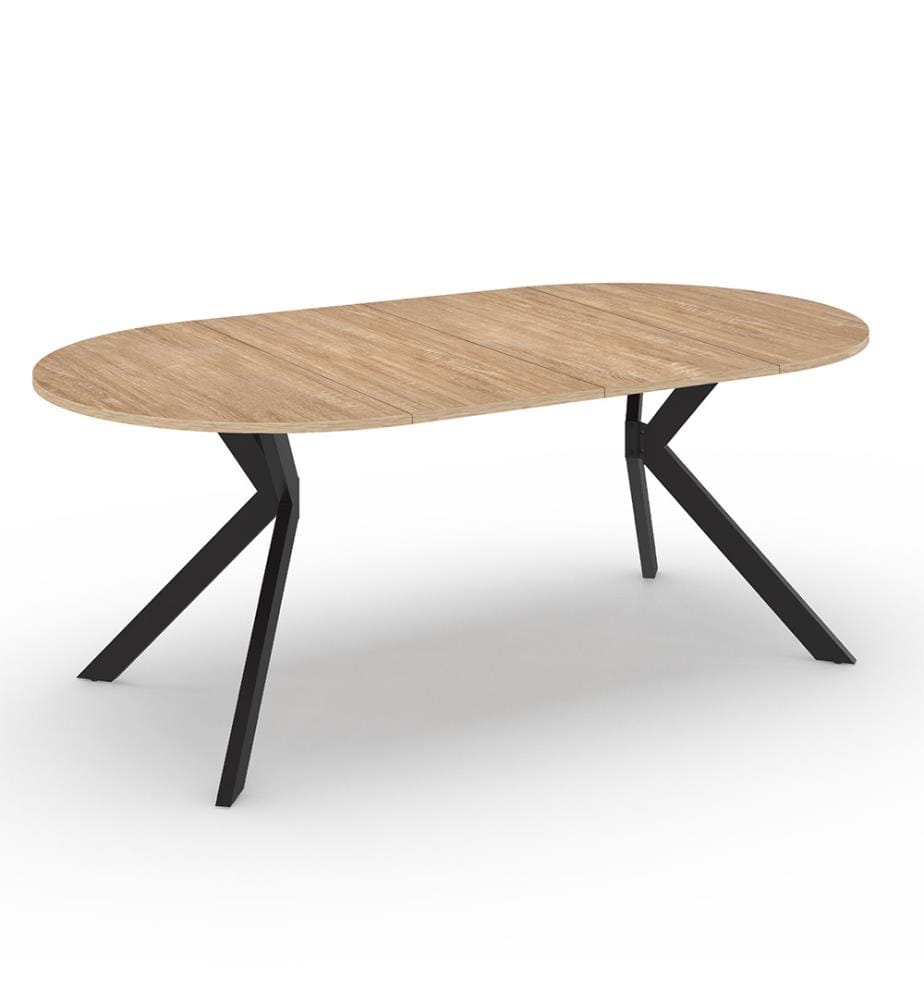 Spider extendable dining table 110-200cm round wooden top - Brown and Black