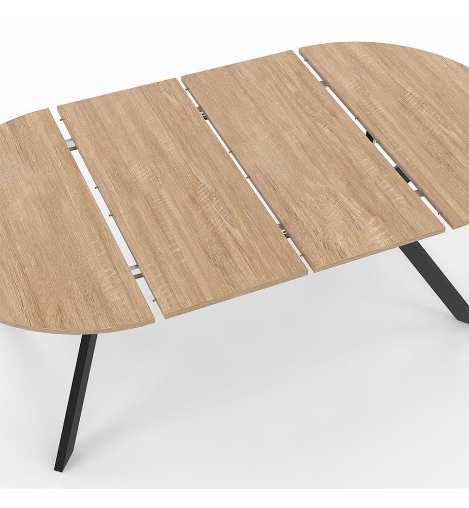 Spider extendable dining table 110-200cm round wooden top - Brown and Black