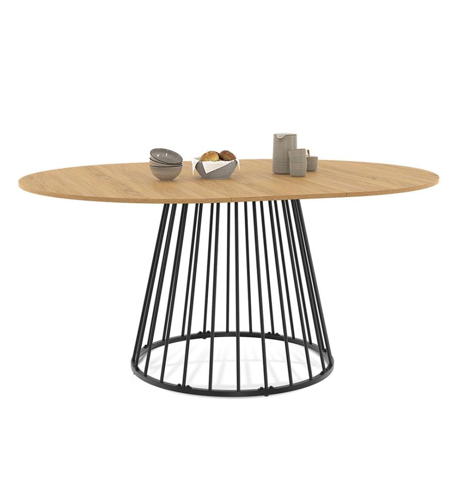 Adelle round extensible table 110-150cm - Brown and Black