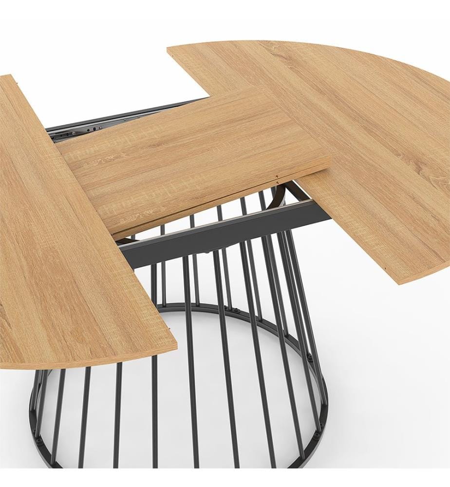 Adelle round extensible table 110-150cm - Brown and Black