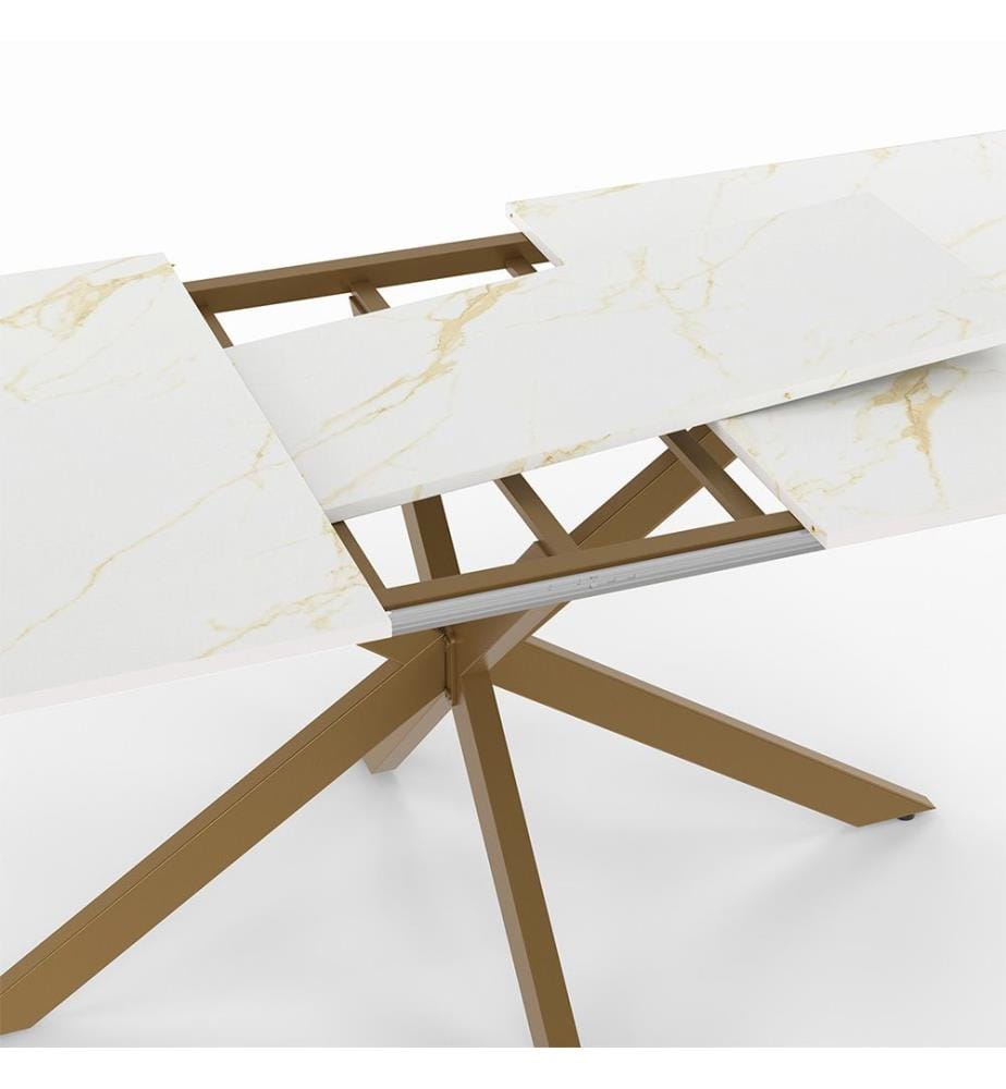 Glam Extensible Dining Table 160-200cm - Brown and White