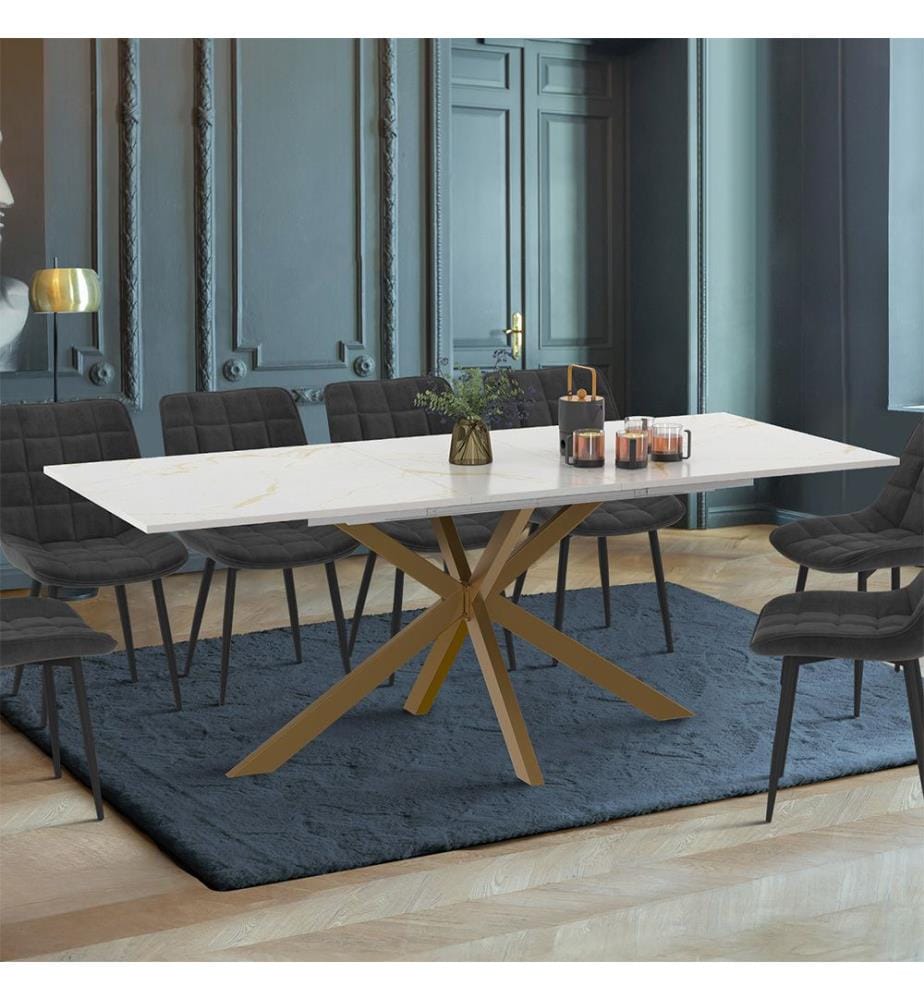 Glam Extensible Dining Table 160-200cm - Brown and White