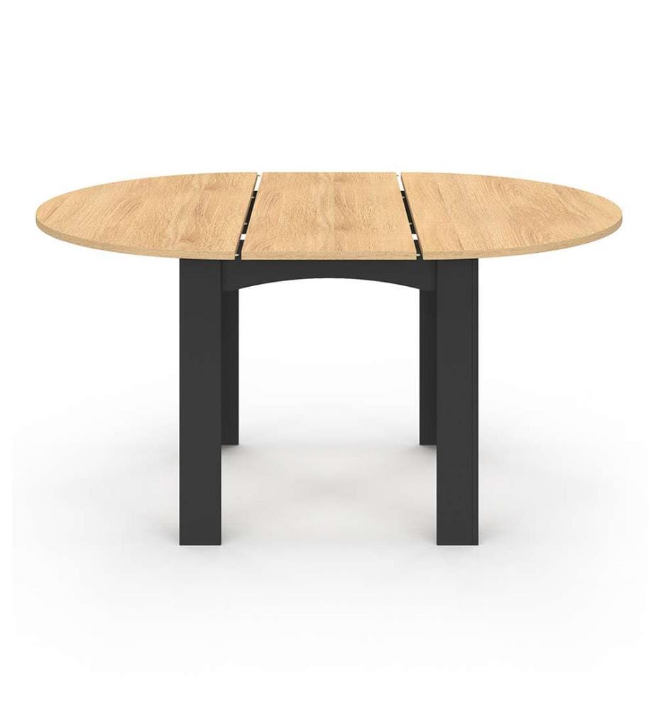 Dina extendable dining table 110-150cm round top - Brown and black