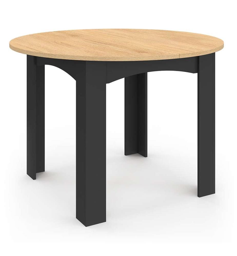 Dina extendable dining table 110-150cm round top - Brown and black