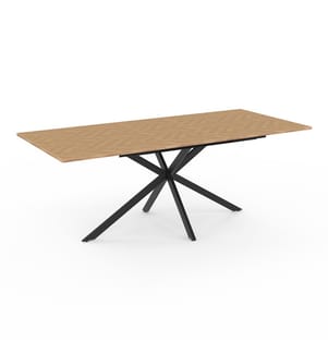 Spider 160-200cm herringbone-effect extendable dining table - Brown and Black