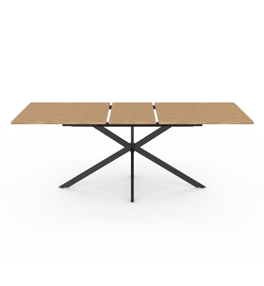 Spider 160-200cm herringbone-effect extendable dining table - Brown and Black