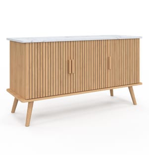 Marceau 3-door sideboard W110cm - Brown with white marble effect