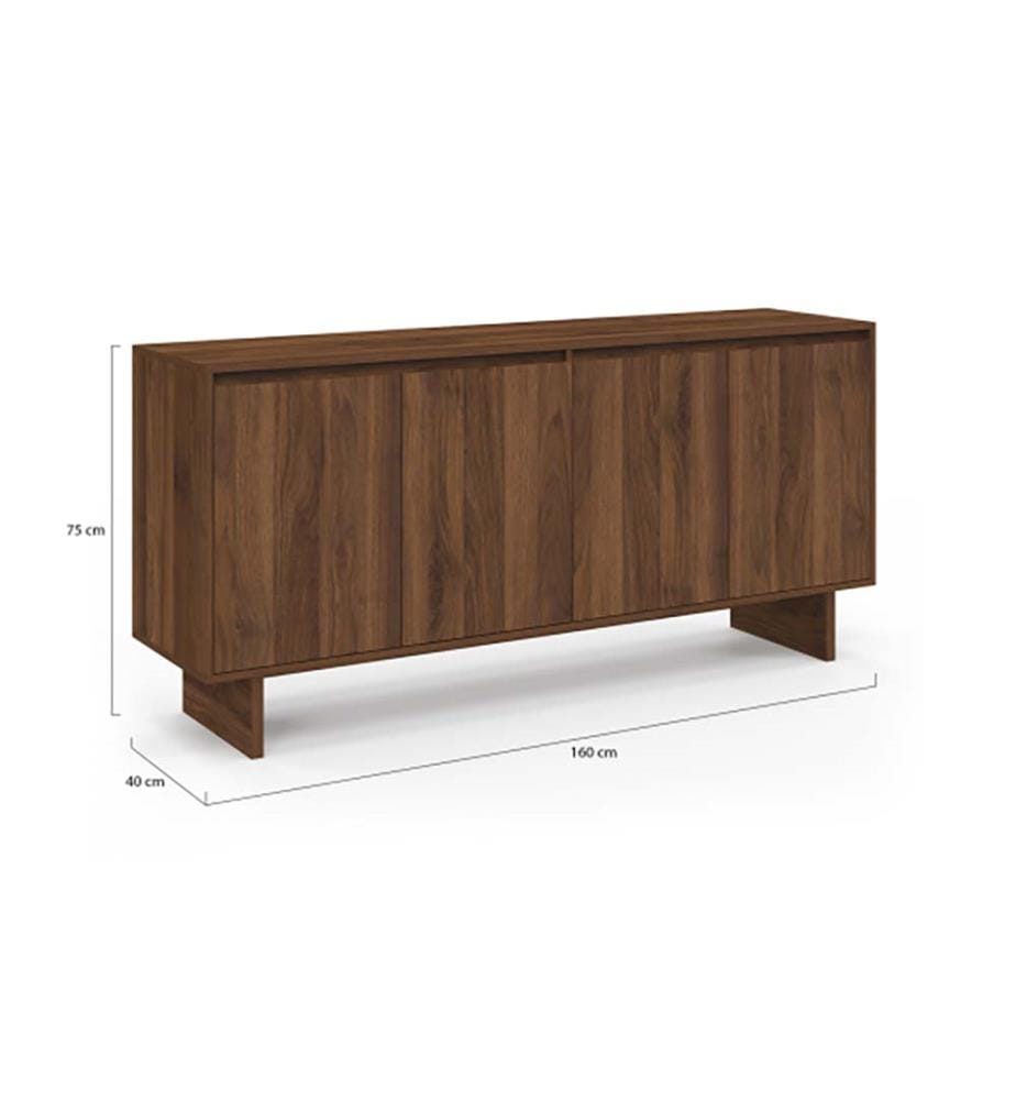 Yumi 4-door walnut-effect sideboard L160cm