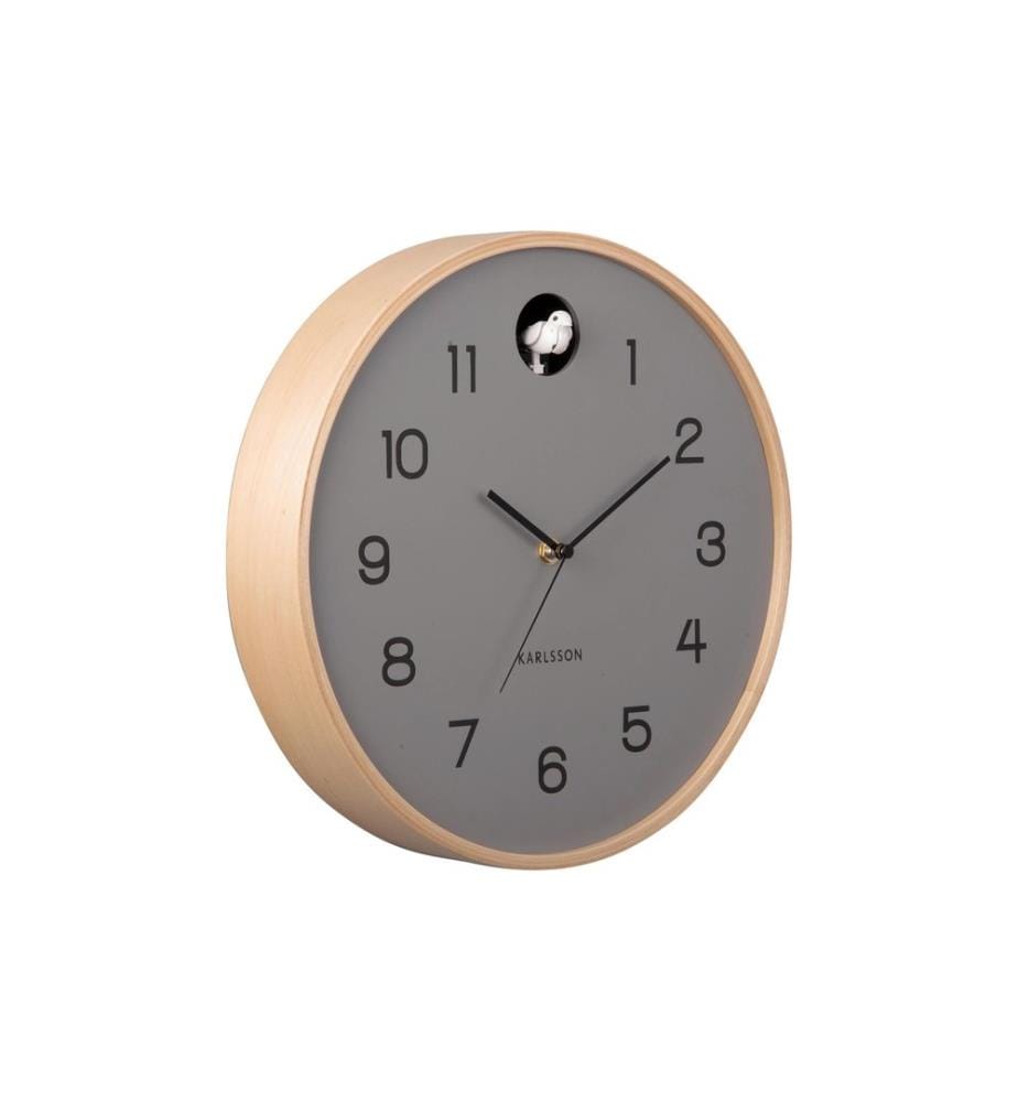KARLSSON - Wanduhr Natural Cuckoo 31.5 cm, Grau