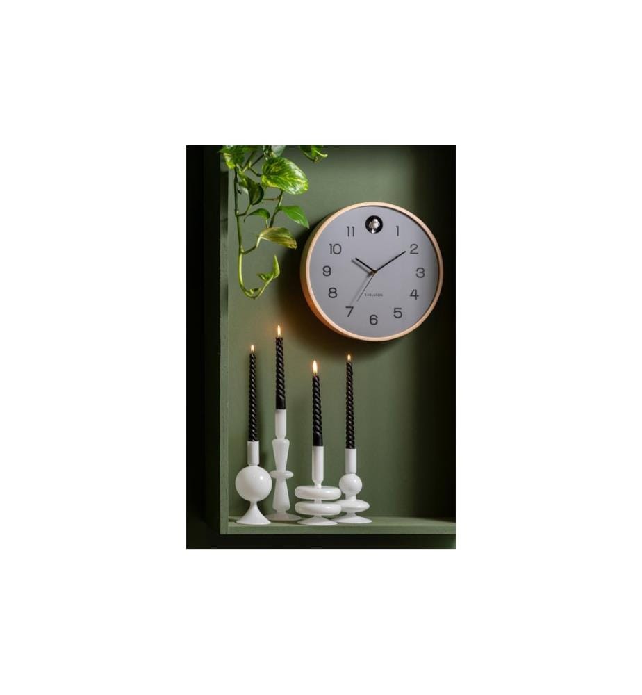 KARLSSON - Wanduhr Natural Cuckoo 31.5 cm, Grau