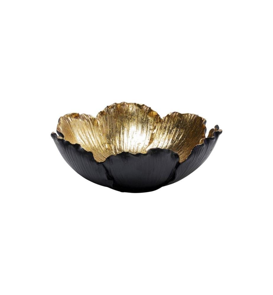 Kare Dekoschale Flower Bloom 25 cm, Schwarz/Gold