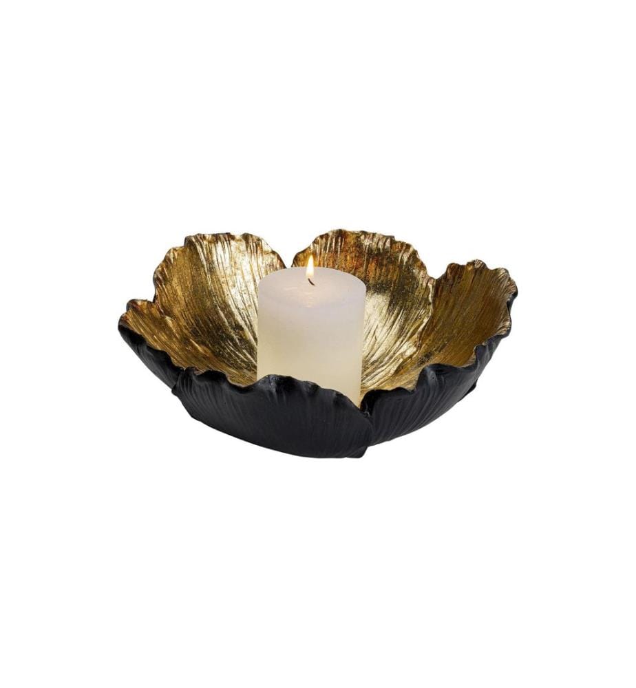 Kare Dekoschale Flower Bloom 25 cm, Schwarz/Gold