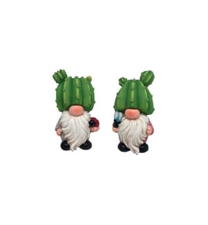 DAMECO - Figure décorative Lutin de jardin Cactus Set de 2 pièces, 10.5 x 11 x 17.5 cm