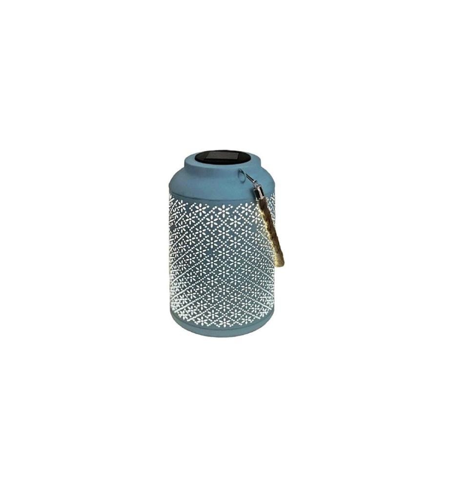 DAMECO - LED Solar Laterne in Blau aus Metall D15.5 cm H25.5 cm