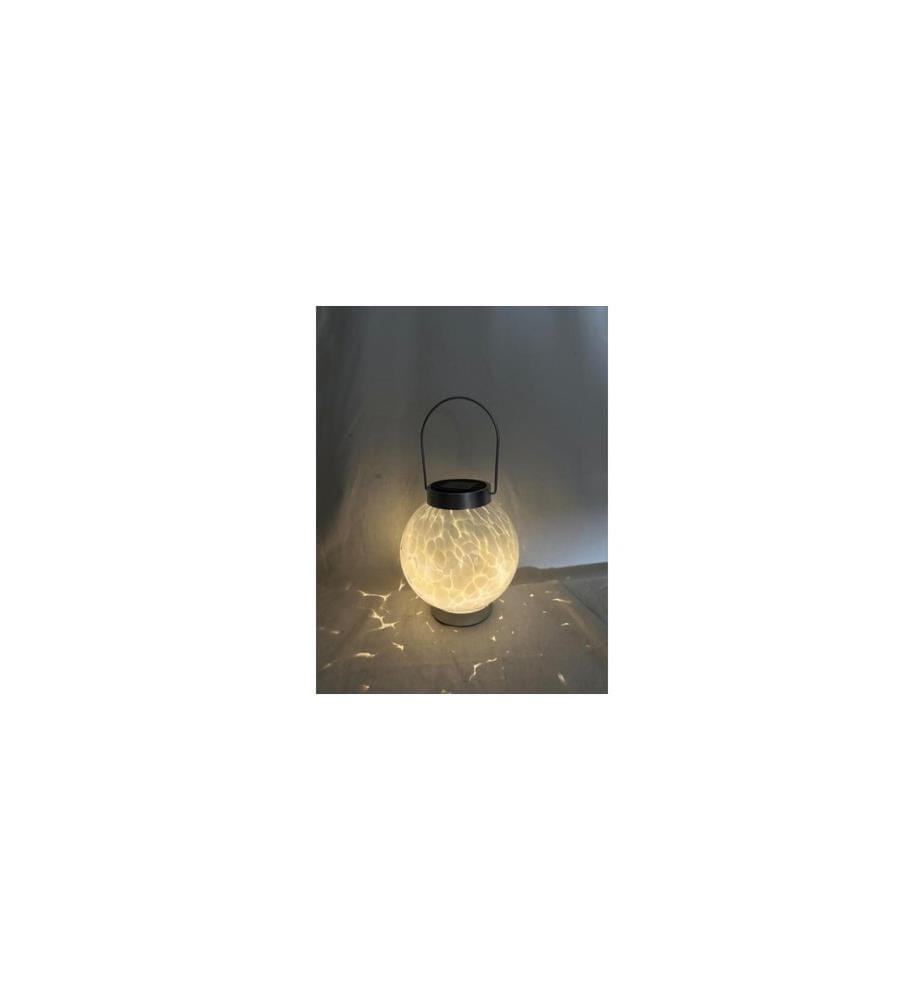 DAMECO - Lanterne solaire à LED en verre rond avec 1 LED en blanc