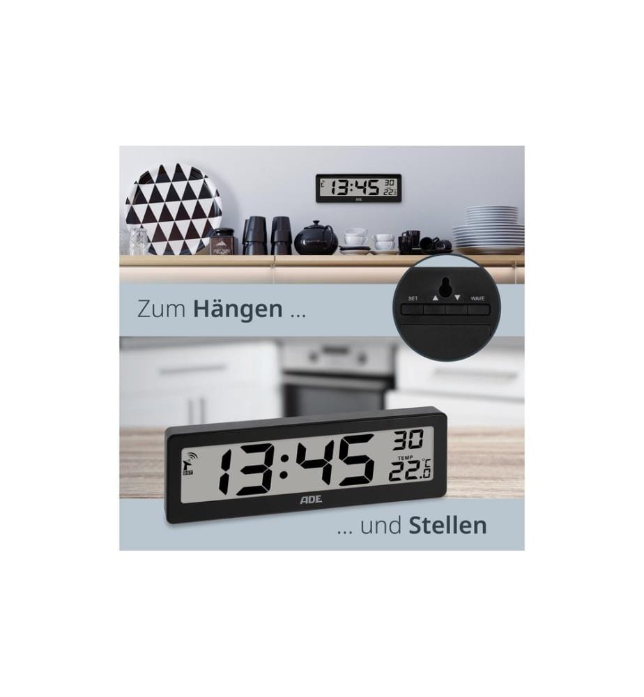 ADE - Digitale DCF-Funkuhr Schwarz