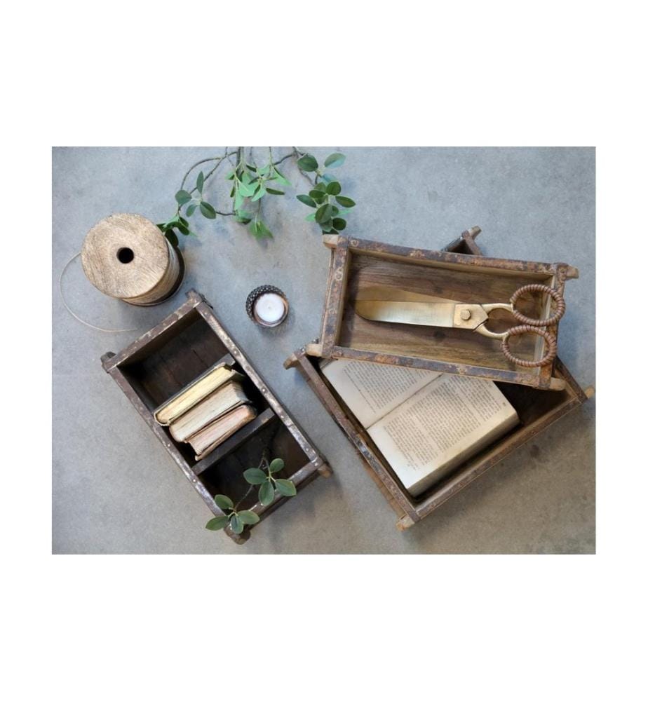 CHIC ANTIQUE - Aufbewahrung alte Backsteinform unika 10 x 30 cm, Braun
