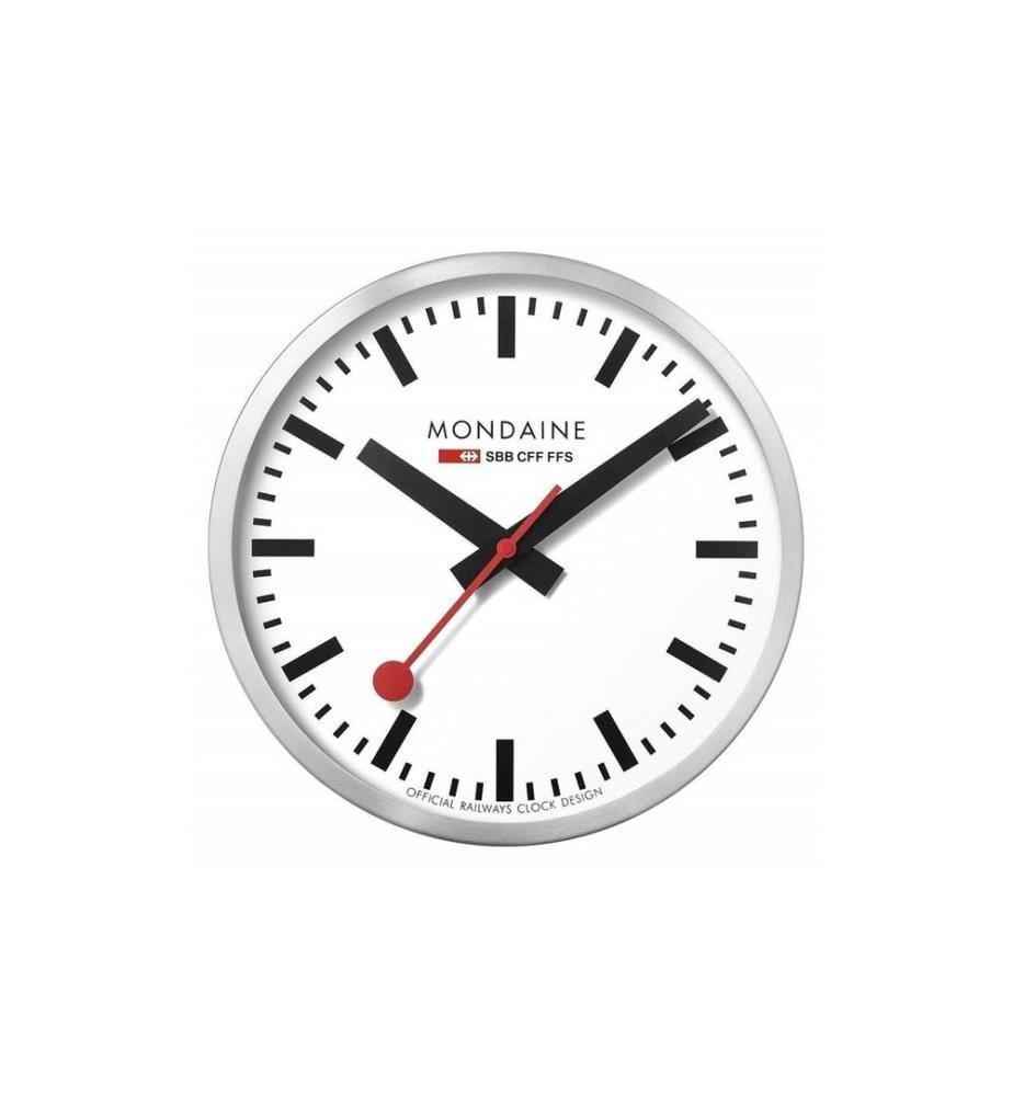 MONDAINE - Wanduhr Quartz Ø 40 cm, Silber/Weiss