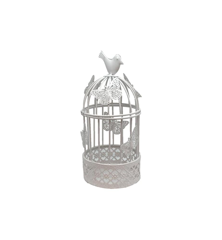 DAMECO - Vogelkäfig mit Schmetterlingen 22 cm, Weiss