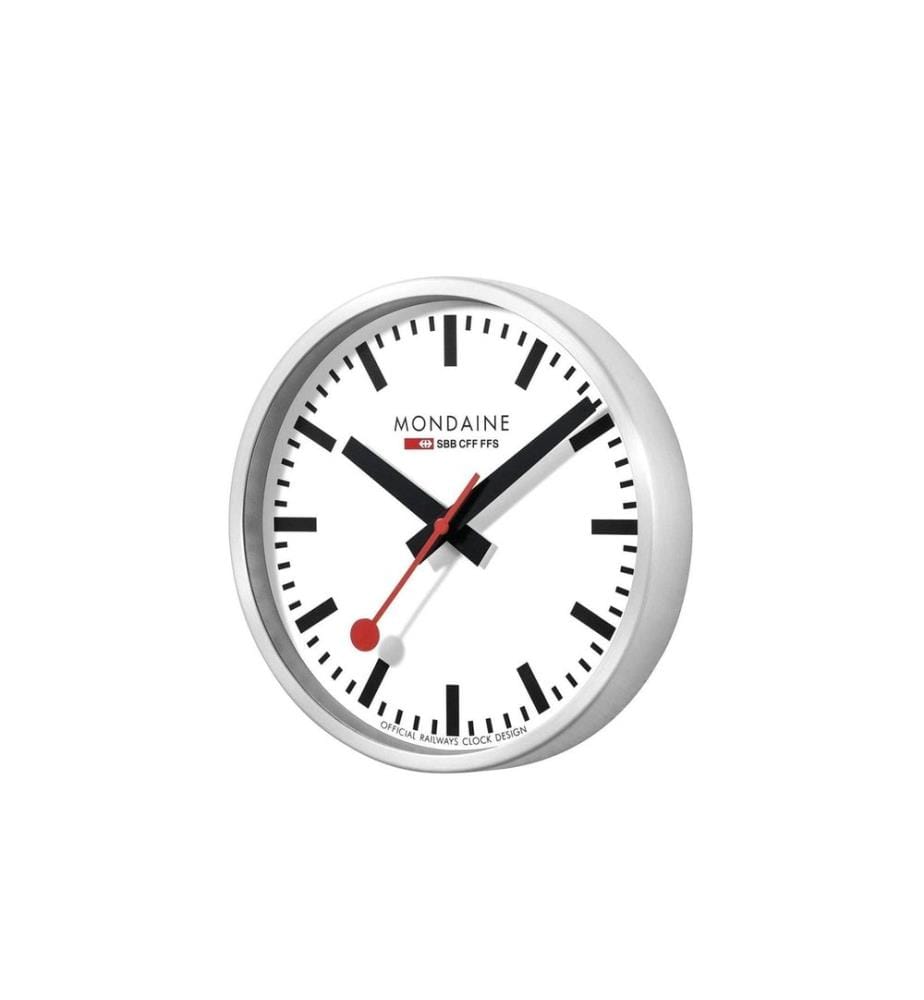 MONDAINE - Wanduhr WIFI stop2go Ø 25 cm, Silber/Weiss