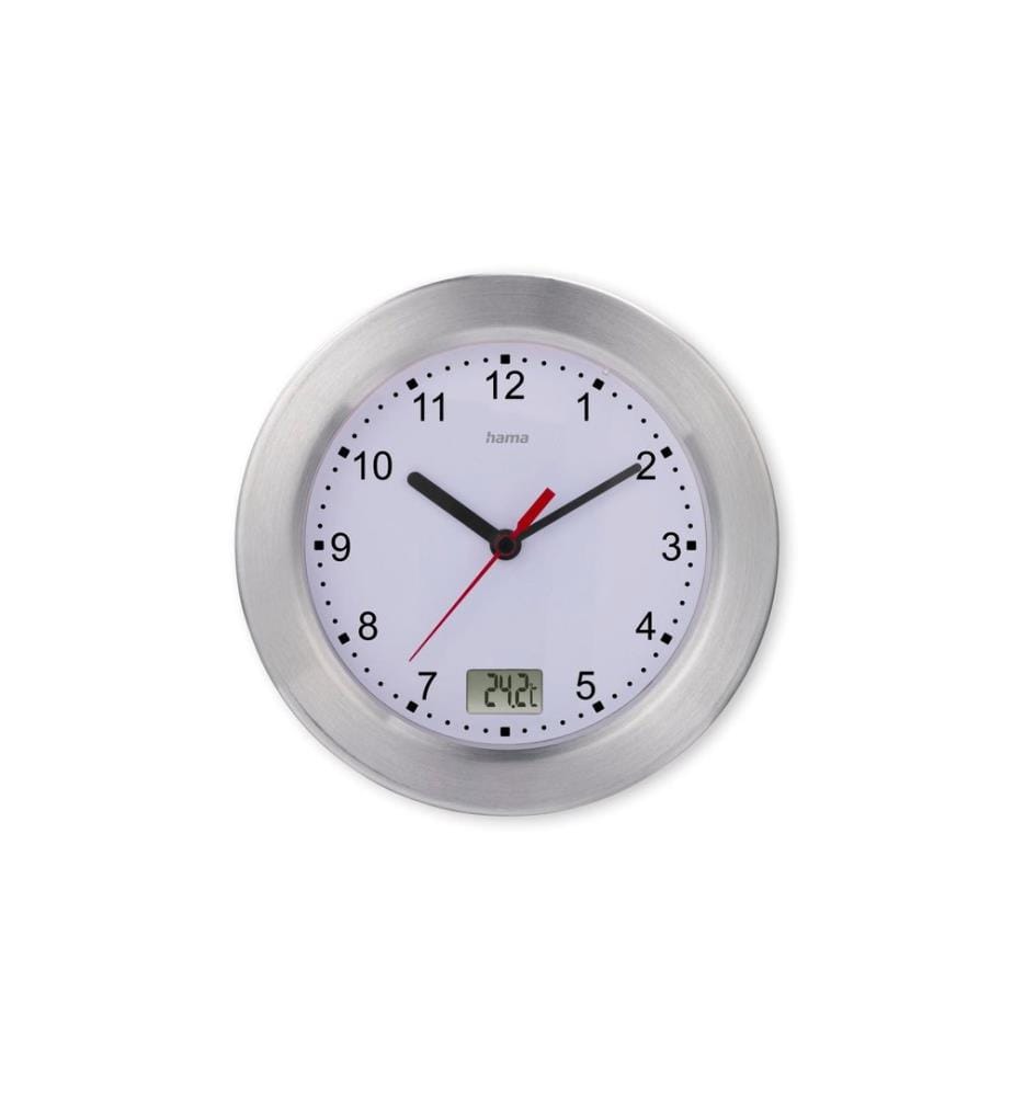 HAMA - Horloge murale Mauritius Ø 17 cm, Argenté/Blanc