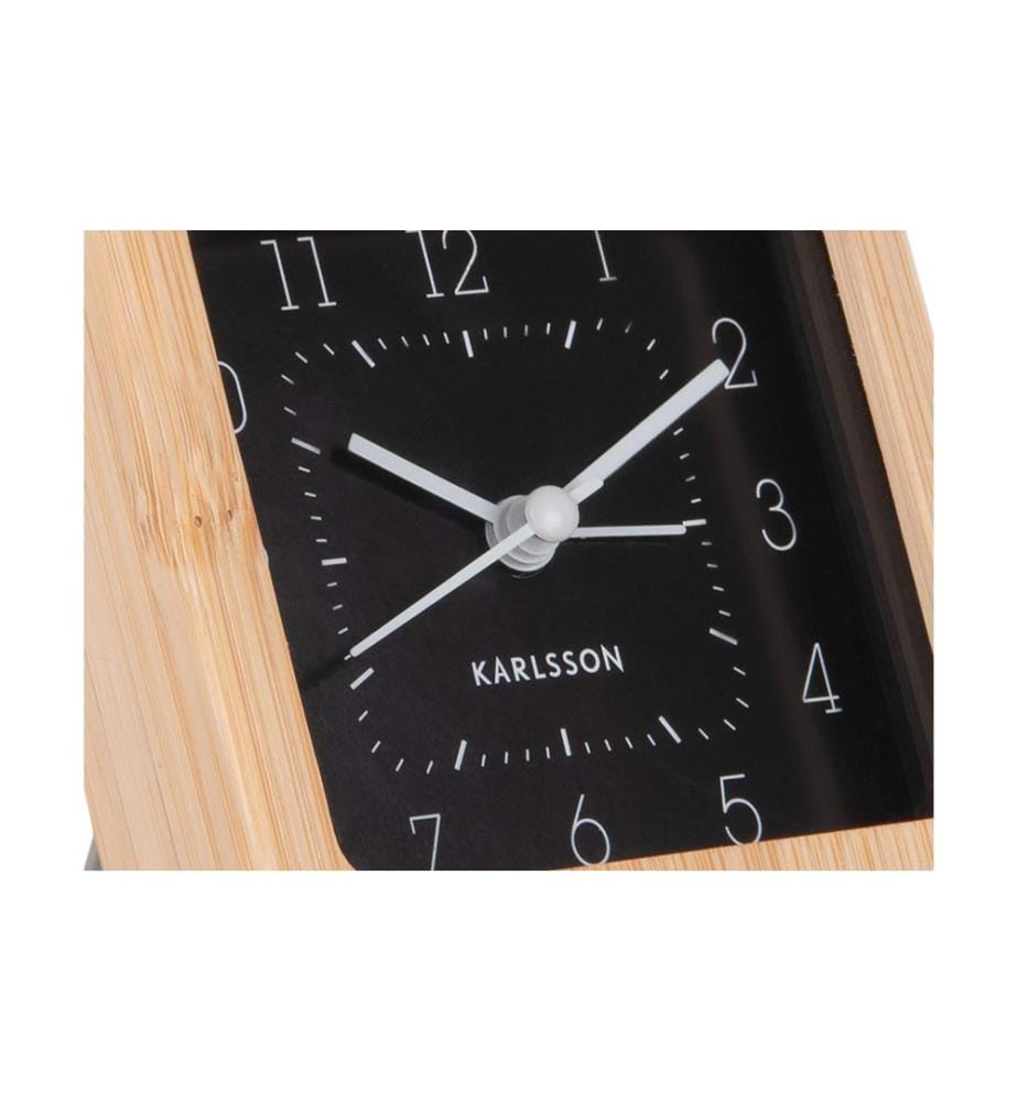 KARLSSON - Réveil classique Neat Square Bambou / noir
