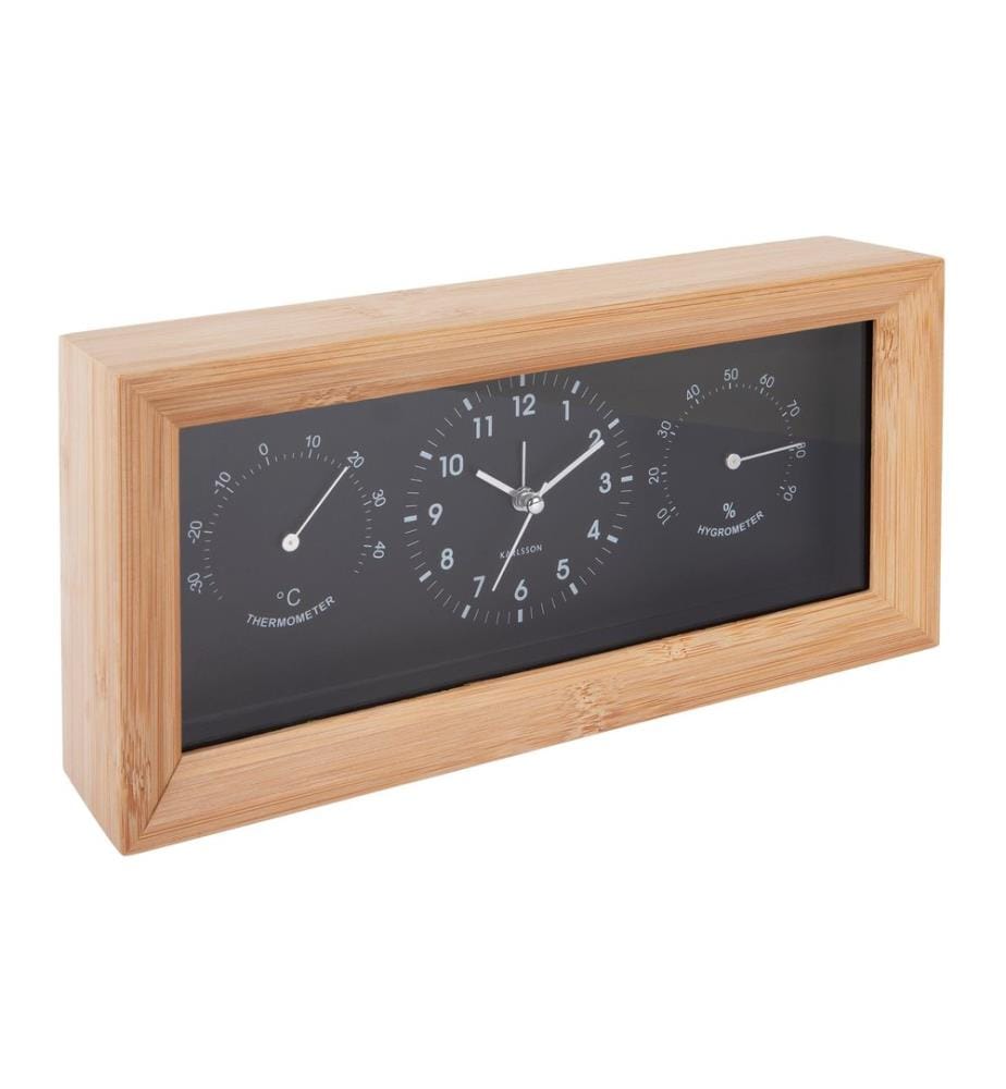 KARLSSON - Réveil classique Neat Rectangle Bambou / noir