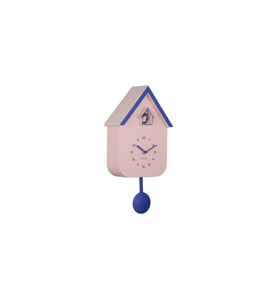 KARLSSON - Horloge murale Dupla Color Cuckoo Soft Pink and Cobalt Blue