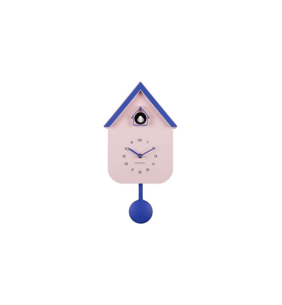 KARLSSON - Horloge murale Dupla Color Cuckoo Soft Pink and Cobalt Blue