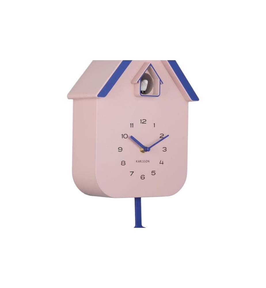 KARLSSON - Horloge murale Dupla Color Cuckoo Soft Pink and Cobalt Blue