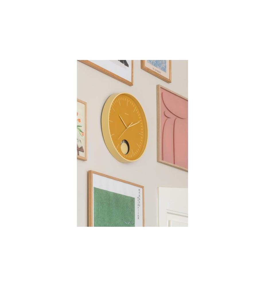 KARLSSON - Horloge murale Grato Pendulum 40.6 cm, Jaune/jaune doux