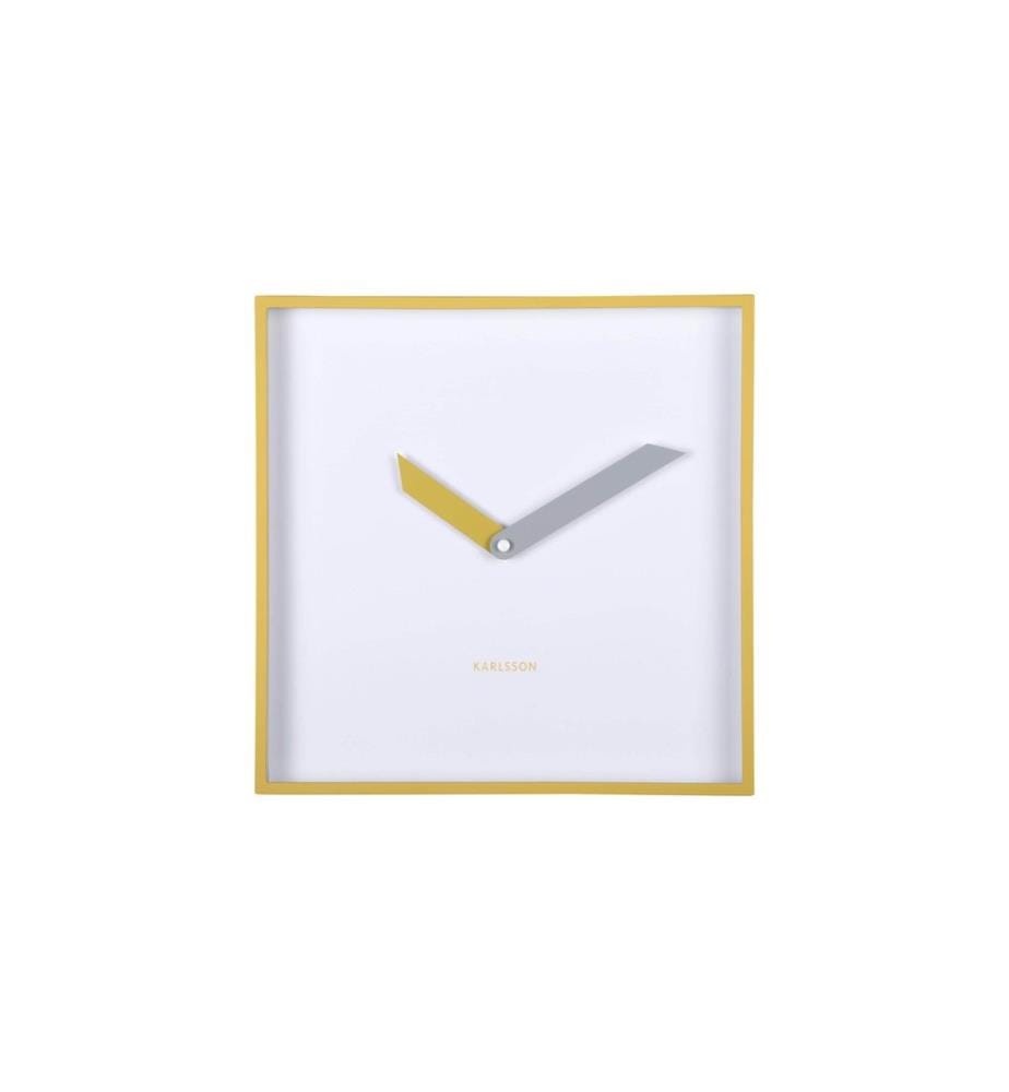 KARLSSON - Wanduhr Cool Retro Cuadrado 28,3 x 28.3 cm, Zitronengelb