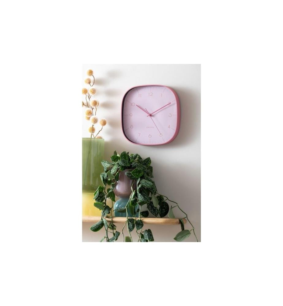 KARLSSON - Horloge murale Grato Cuadrado 29 x 29 cm, rose pâle/rose pâle