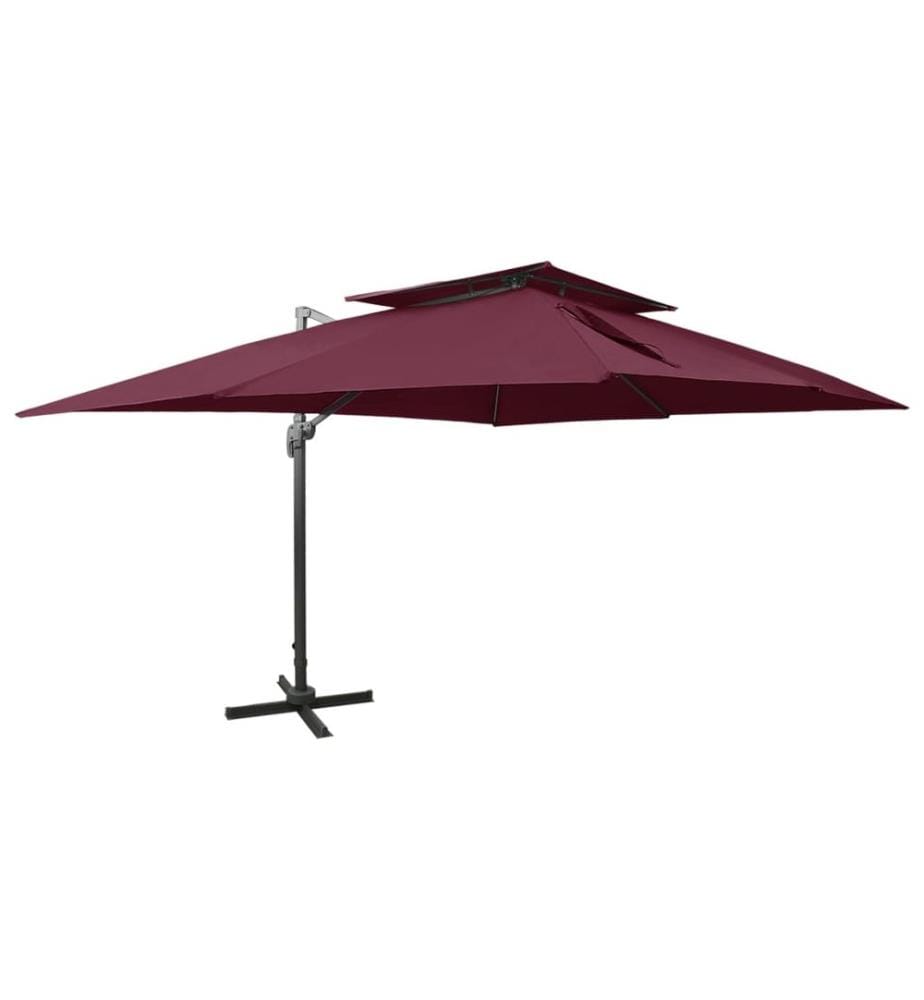 vidaXL Parasol de jardin déporté avec double dessus Bordeaux Rouge 400 x 300 cm