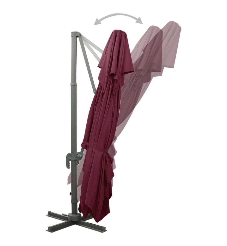 vidaXL Parasol de jardin déporté avec double dessus Bordeaux Rouge 400 x 300 cm