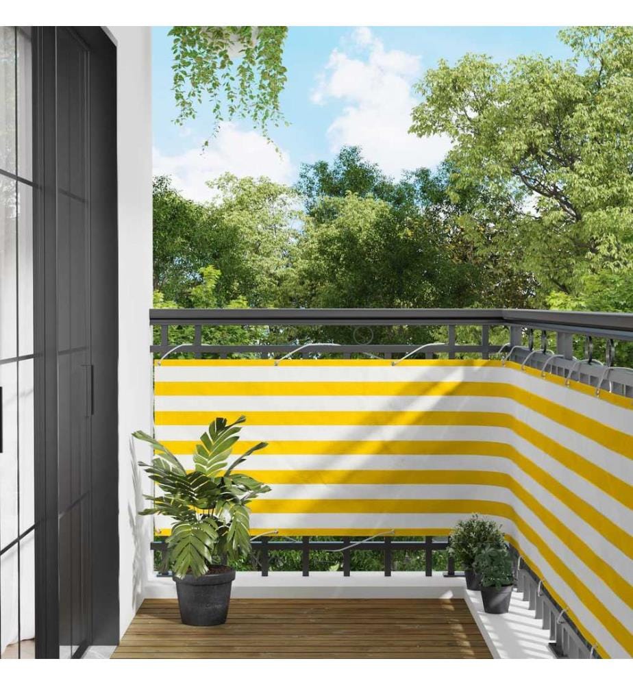 vidaXL Écran de balcon Jaune et blanc 75 x 200 cm