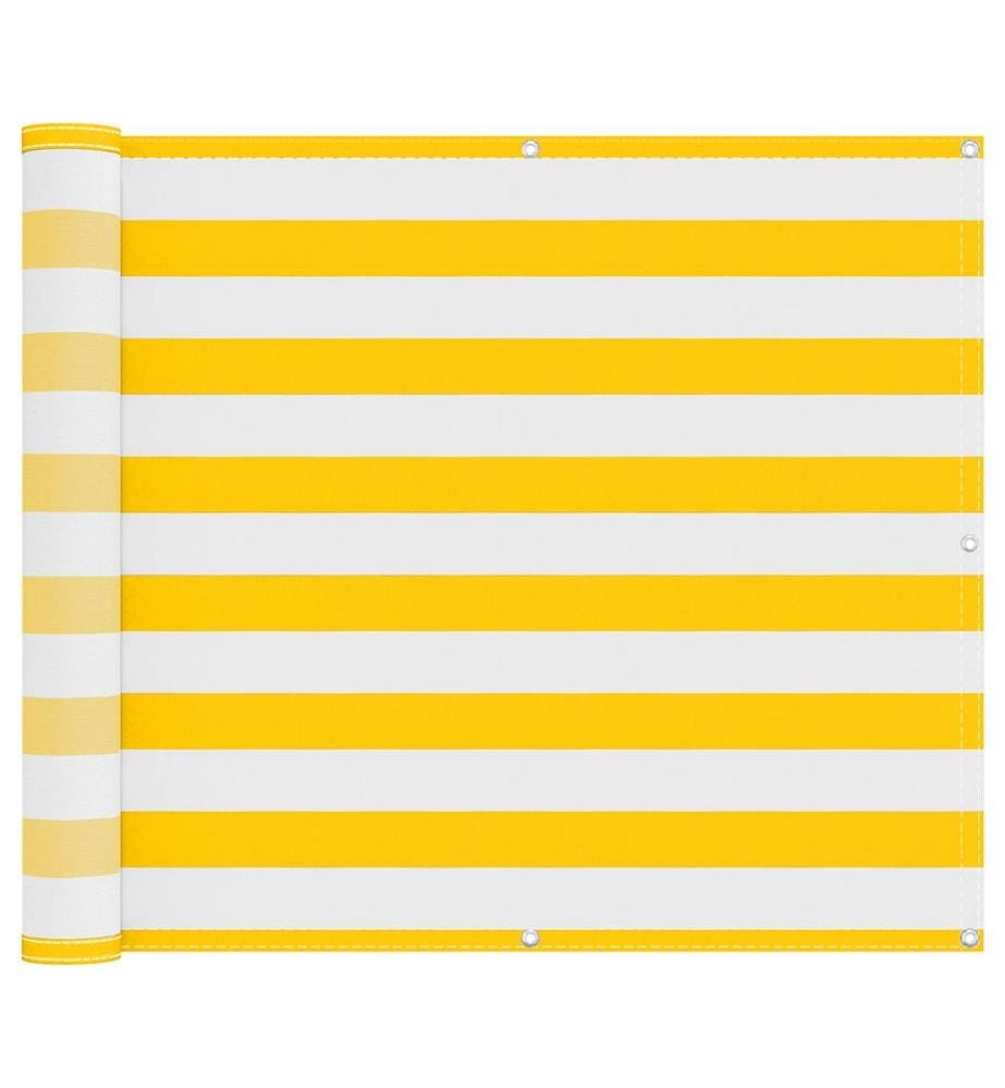 vidaXL Écran de balcon Jaune et blanc 100 x 600 cm Tissu Oxford