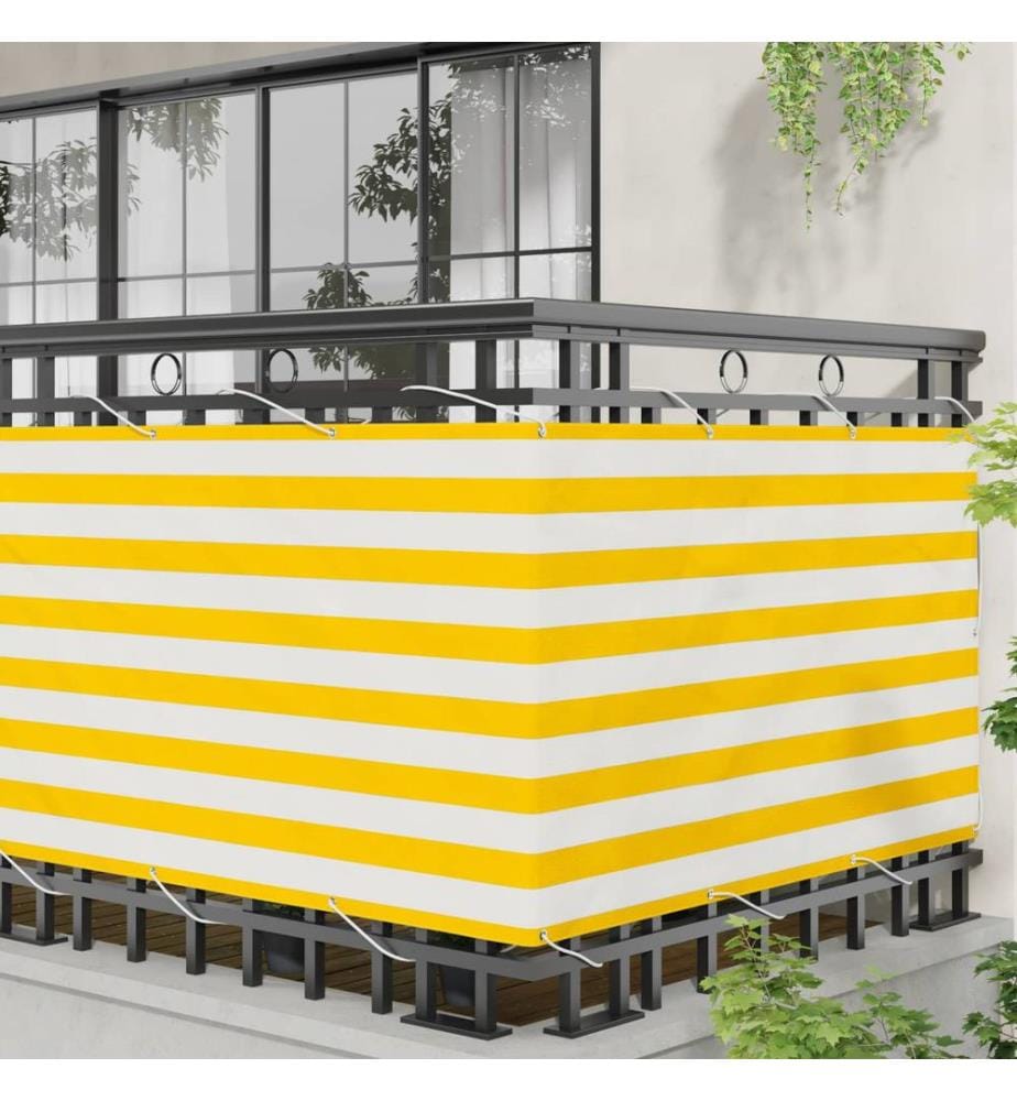 vidaXL Écran de balcon Jaune et blanc 100 x 800 cm Tissu Oxford