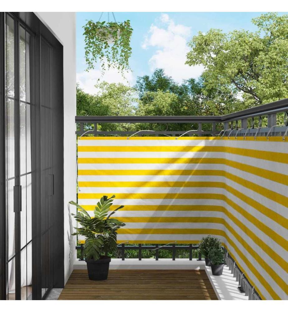 vidaXL Écran de balcon Jaune et blanc 110 x 200 cm Tissu Oxford