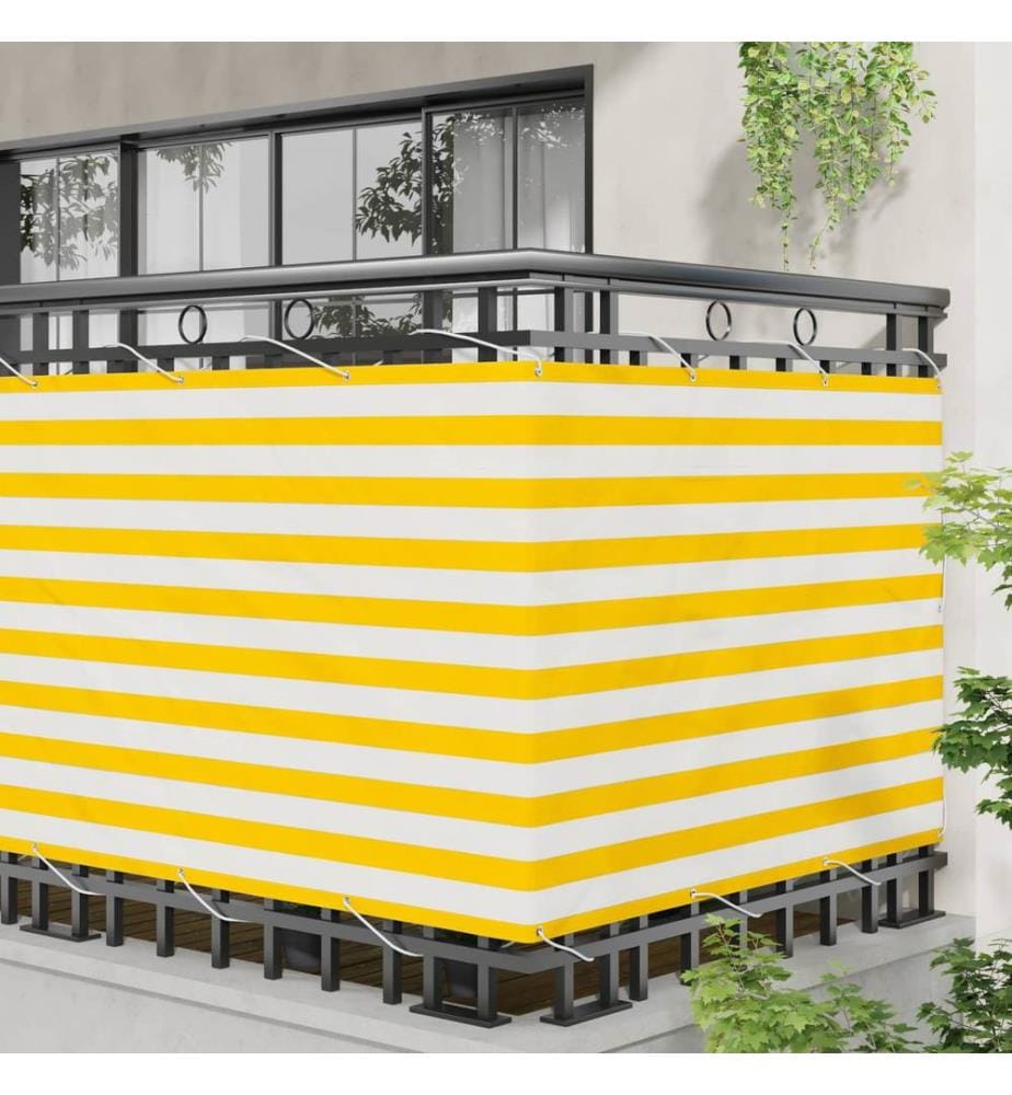 vidaXL Écran de balcon Jaune et blanc 120 x 200 cm