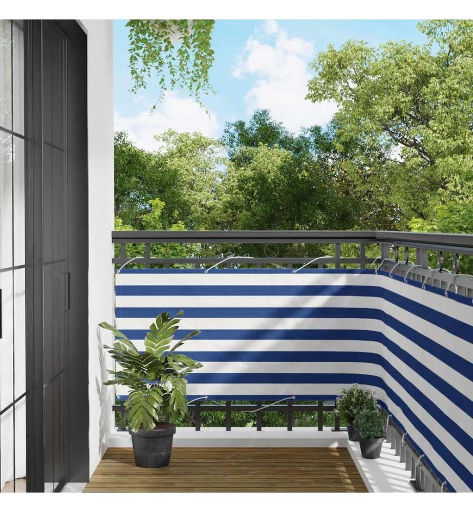vidaXL Écran de balcon Bleu et Blanc 75 x 200 cm